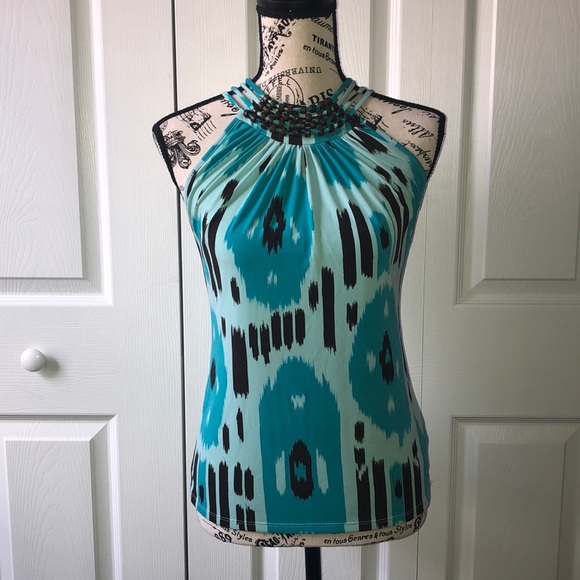 Michael Kors Tops - ⭐️Michael Kors blue/brown ikat printed top